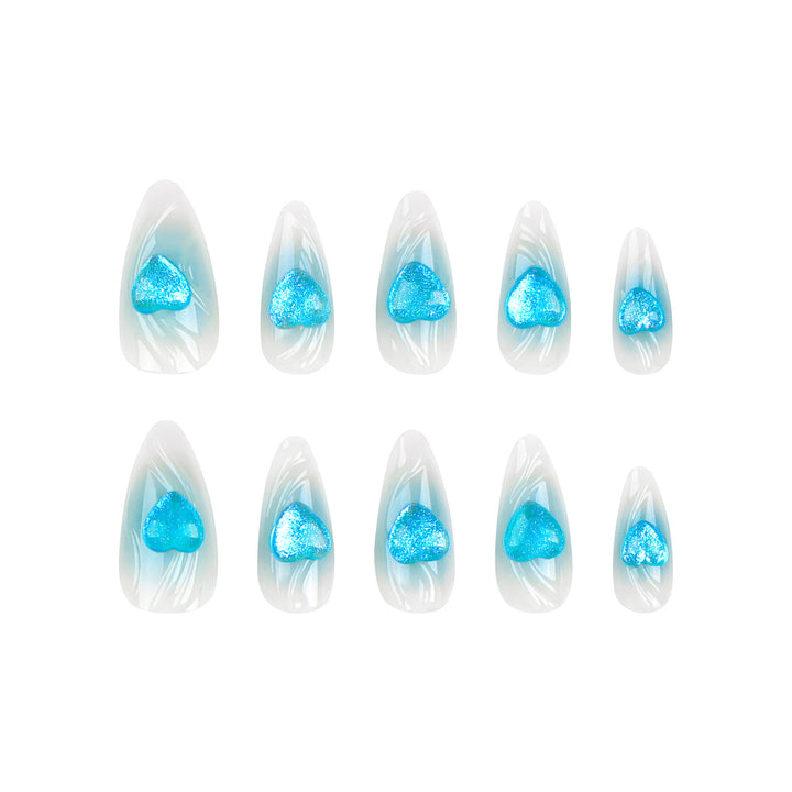 Artful Stiletto Nails with Heart Design Bowlift