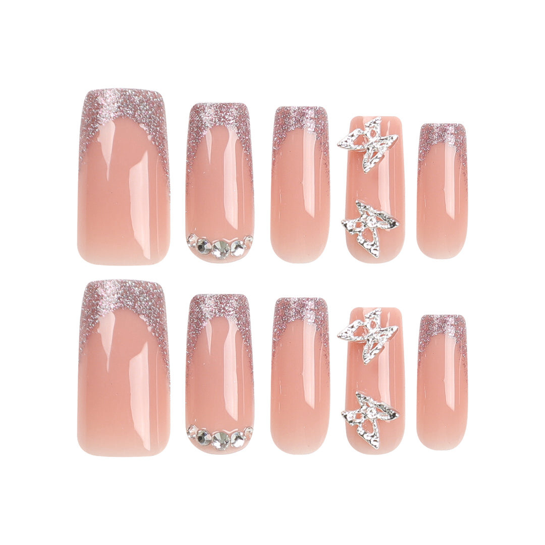Artful Nail Extensions with Glitter and Decorative Accents Bowlift