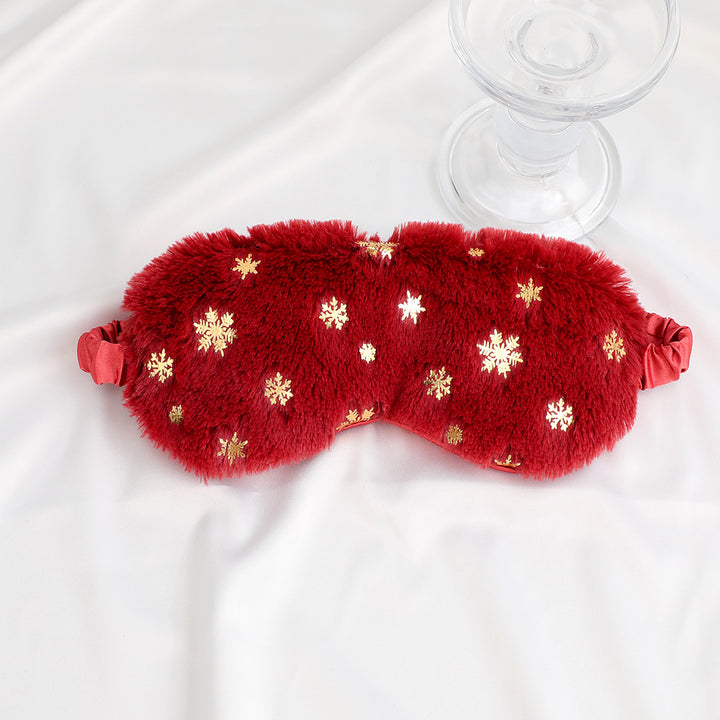 Unisex soft eye mask made of faux fur with festive motif embossing Bowlift
