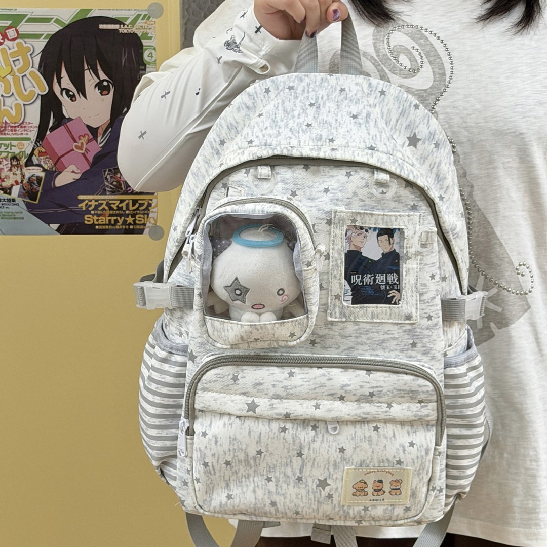 Cute Illustrated Star Pattern Backpack
