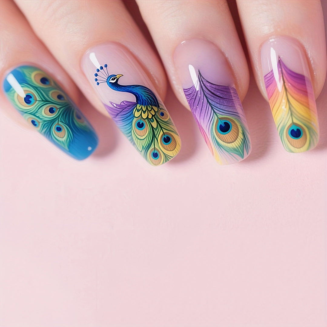 Creative Nail Art with Peacock Design Bowlift