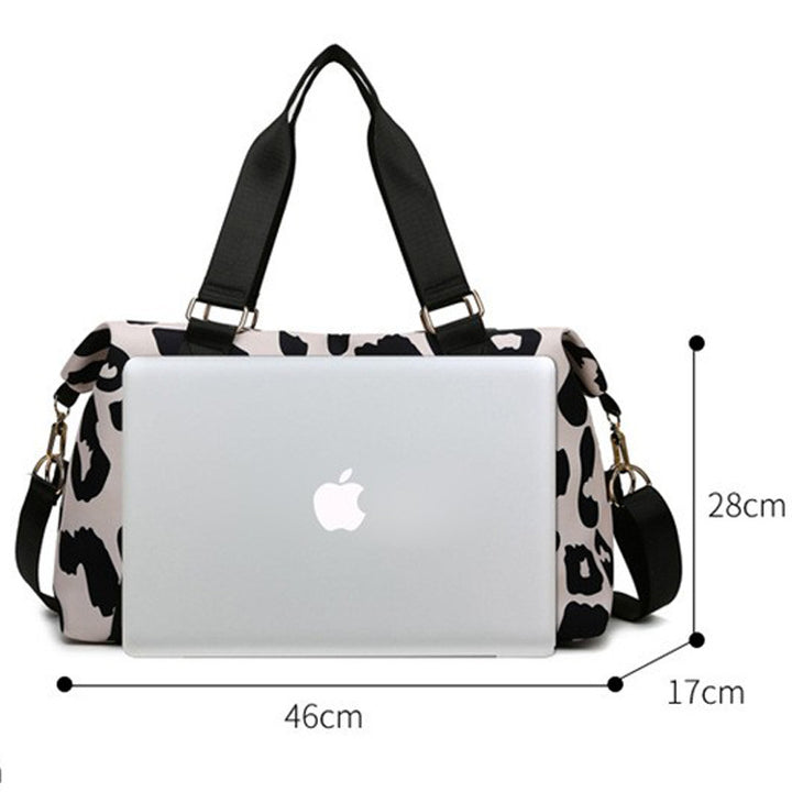 Sporty Tote Bag with Elegant Leopard Pattern Bowlift