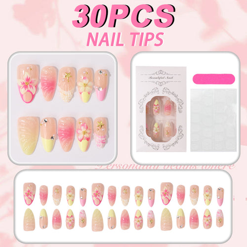 Decorative Floral Press-On Nail Tips Bowlift