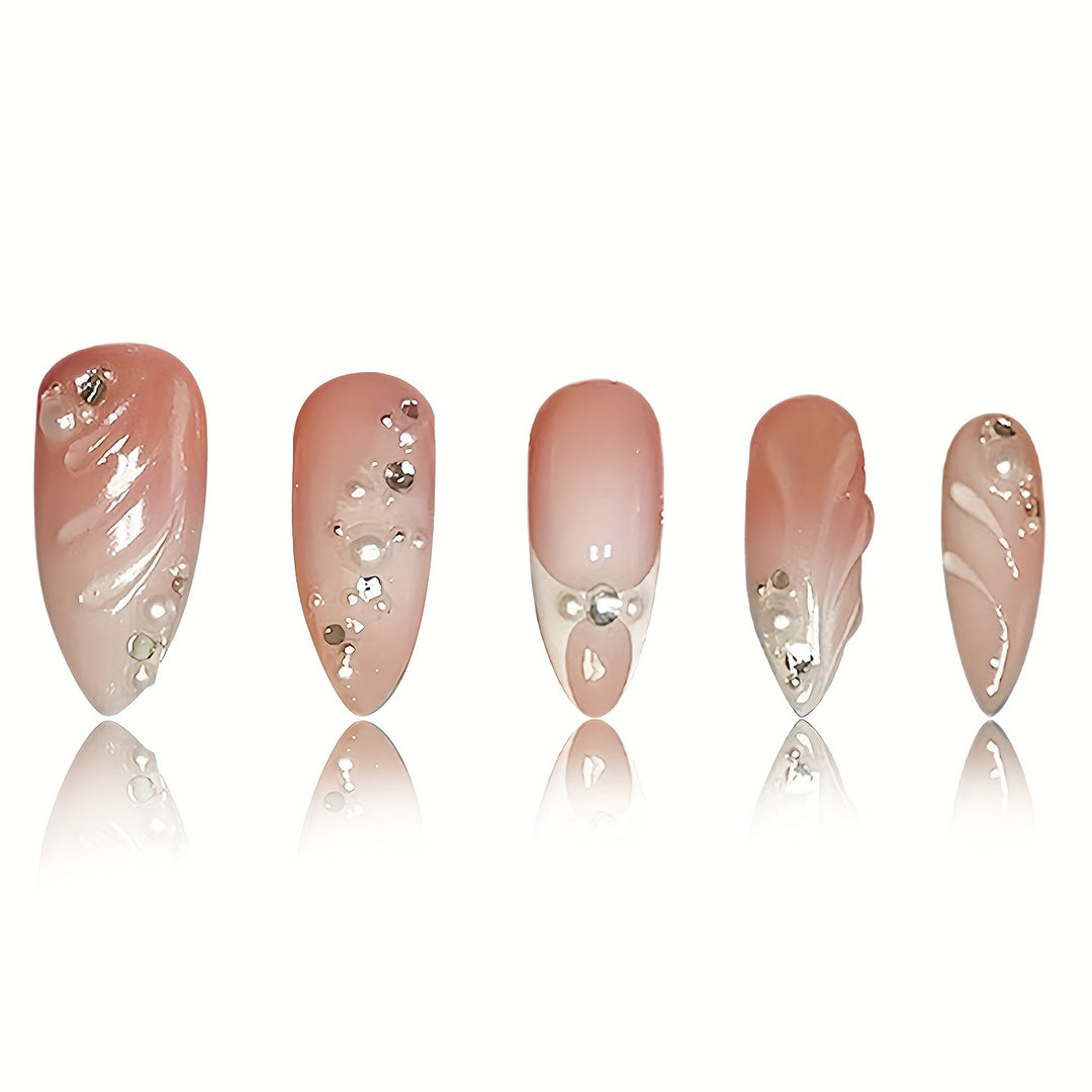 Premium Rhinestone-Embellished Stiletto Press-On Nails Bowlift