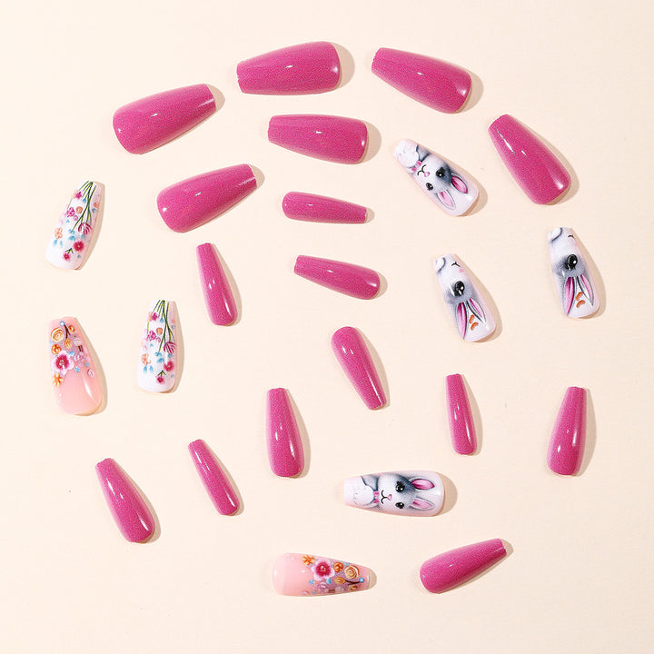 Artistic 3D Bunny and Floral Nail Art Bowlift