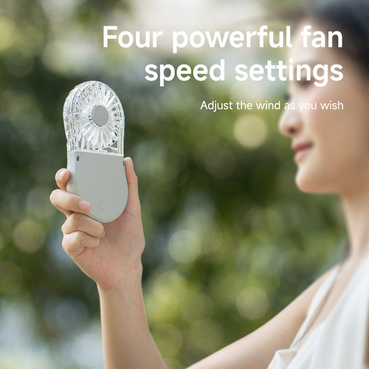 Unisex Portable Rechargeable Handheld Fan with LED Mirror Bowlift