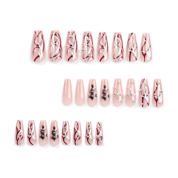 Artistic Artificial Nail Extensions with Glitter and Flower Accents Bowlift