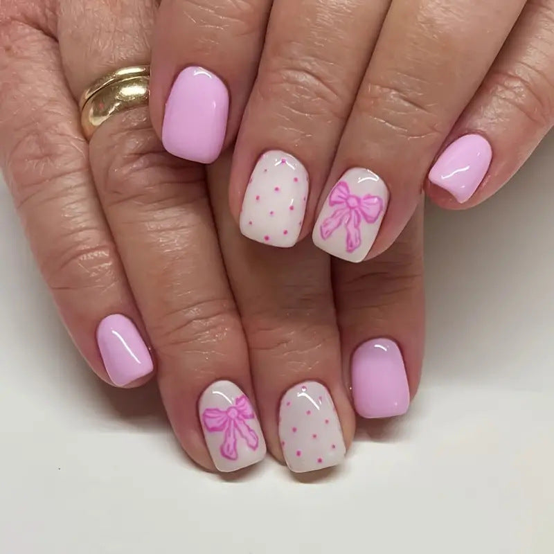 Decorative Bow-Accent Press-On Nails Bowlift
