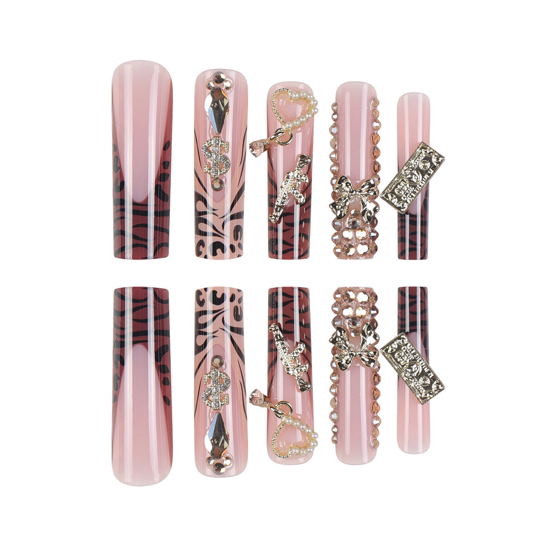 Glamorous Stiletto Press-On Nails with Decorative Accents Bowlift