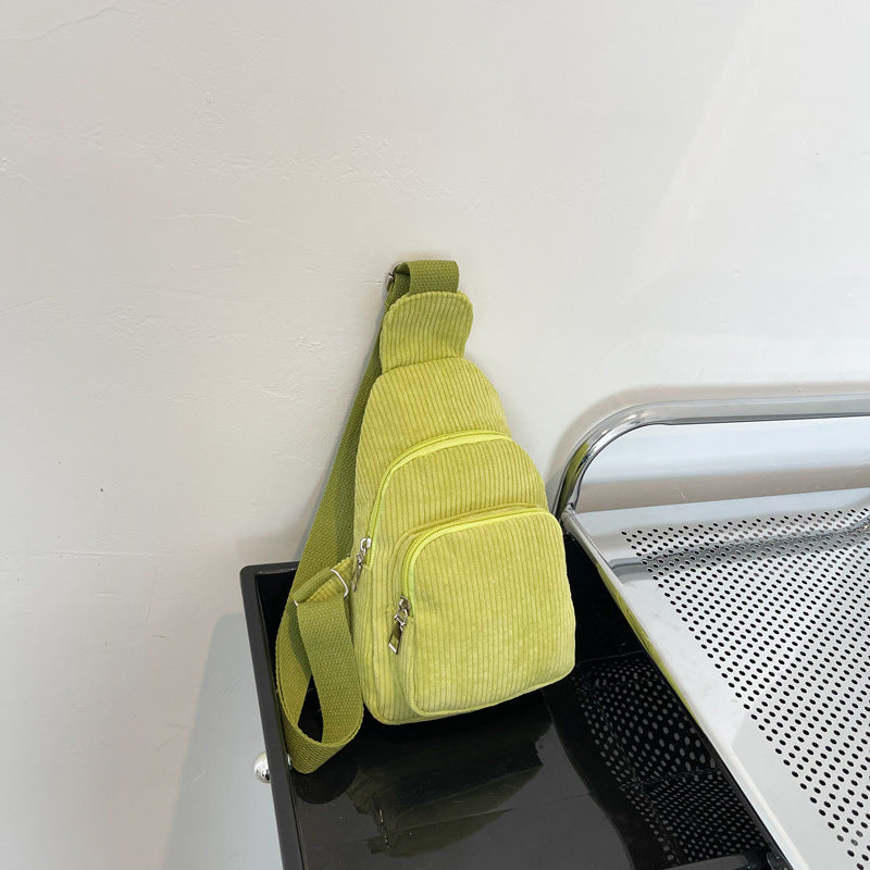 WoMulti-Compartment Corduroy Sling Bag Bowlift
