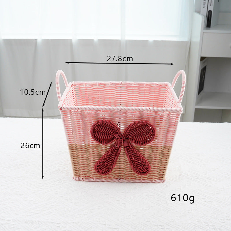 Decorative Woven Storage Basket with Bow Design Bowlift