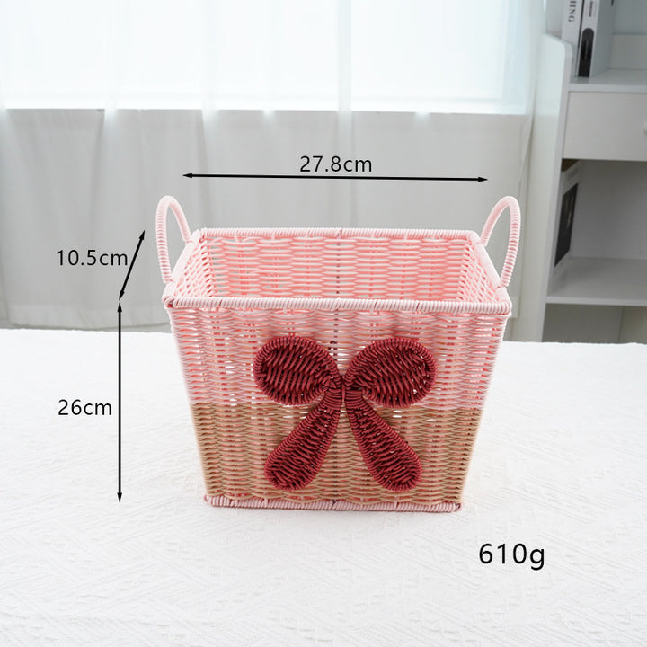 Decorative Woven Storage Basket with Bow Design Bowlift