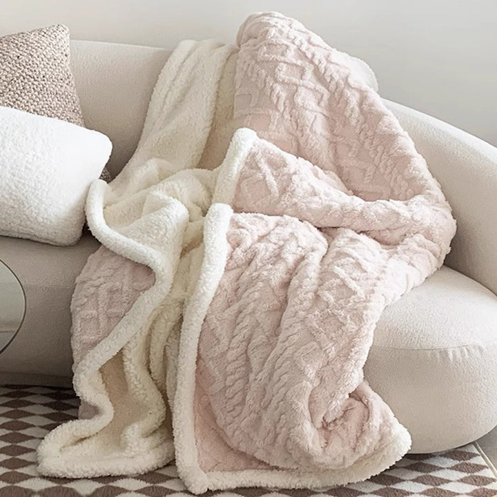 Sherpa-Lined Plush Throw Blanket Bowlift