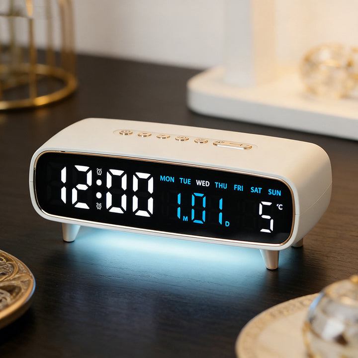 Digital radio alarm clock with temperature and date display Bowlift