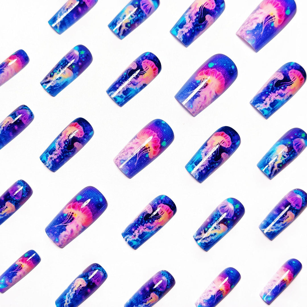 Gel Nail Art Design with Luminescent Jellyfish Bowlift