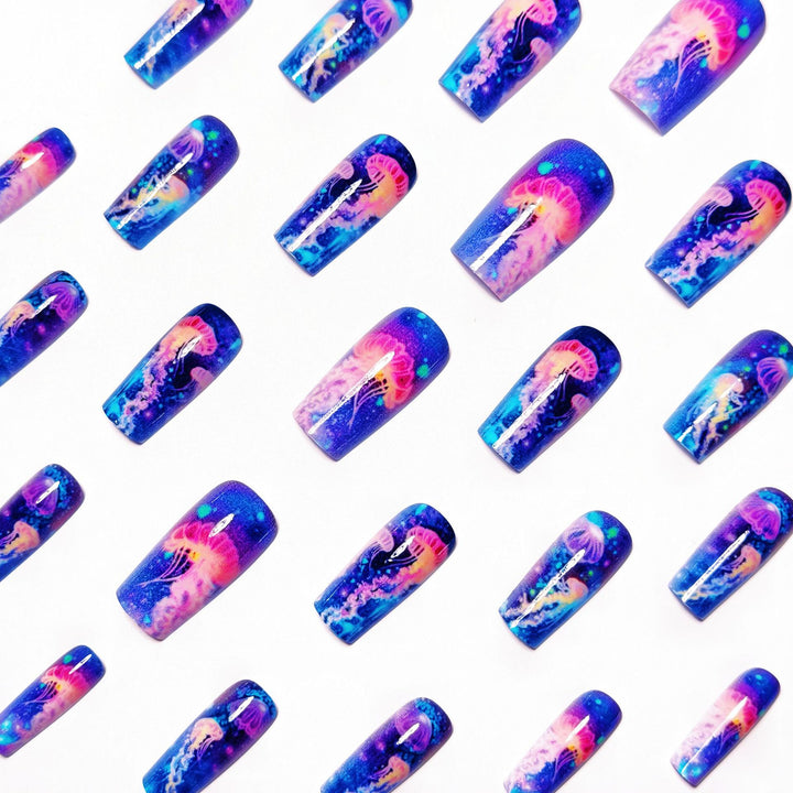 Gel Nail Art Design with Luminescent Jellyfish Bowlift