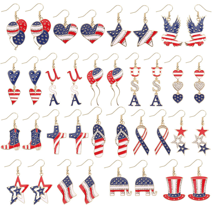 Women's filigree earrings in flag design with crystal stripes and enamel trim Bowlift