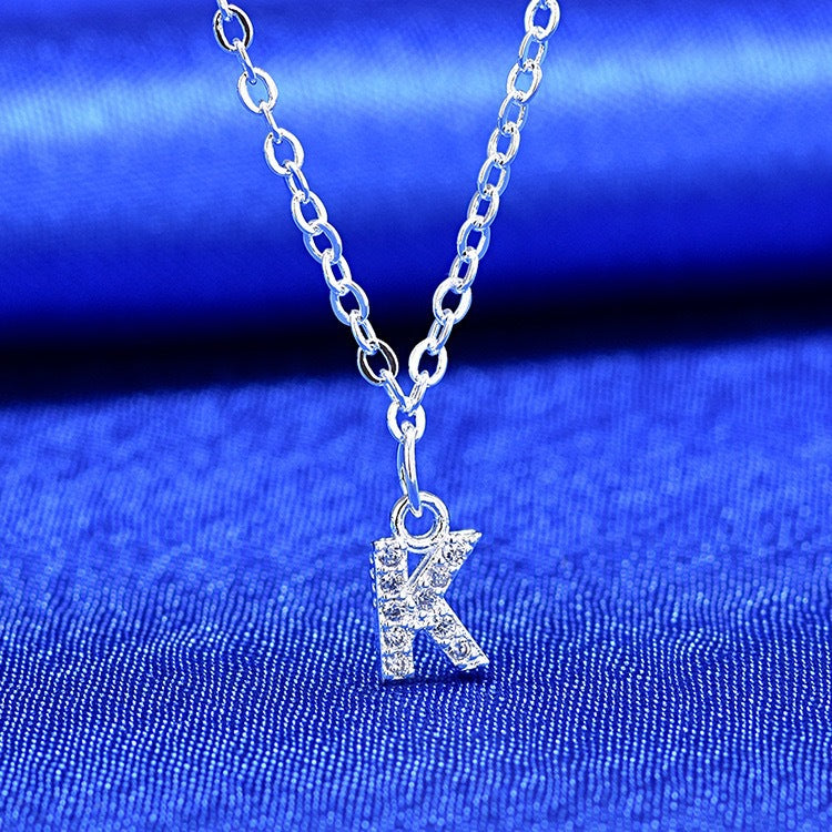 Dainty Pavé Cubic Zirconia Initial A Pendant Necklace Silver-Tone Chain Bowlift
