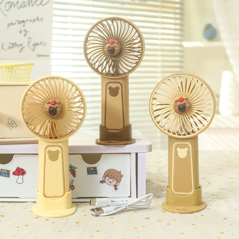 Ladies Portable Handheld Fan with Cute Bear Design Bowlift