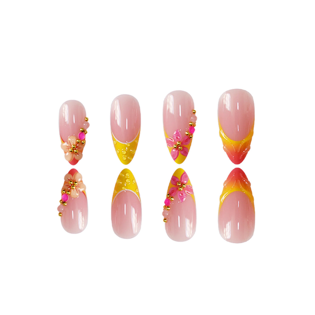 Artistic Floral Accent Press-On Nail Set Bowlift