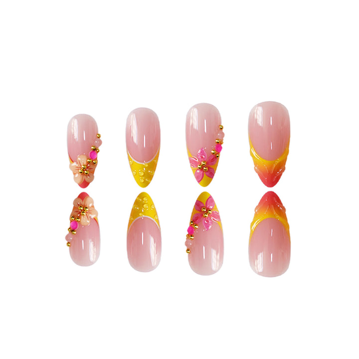 Artistic Floral Accent Press-On Nail Set Bowlift