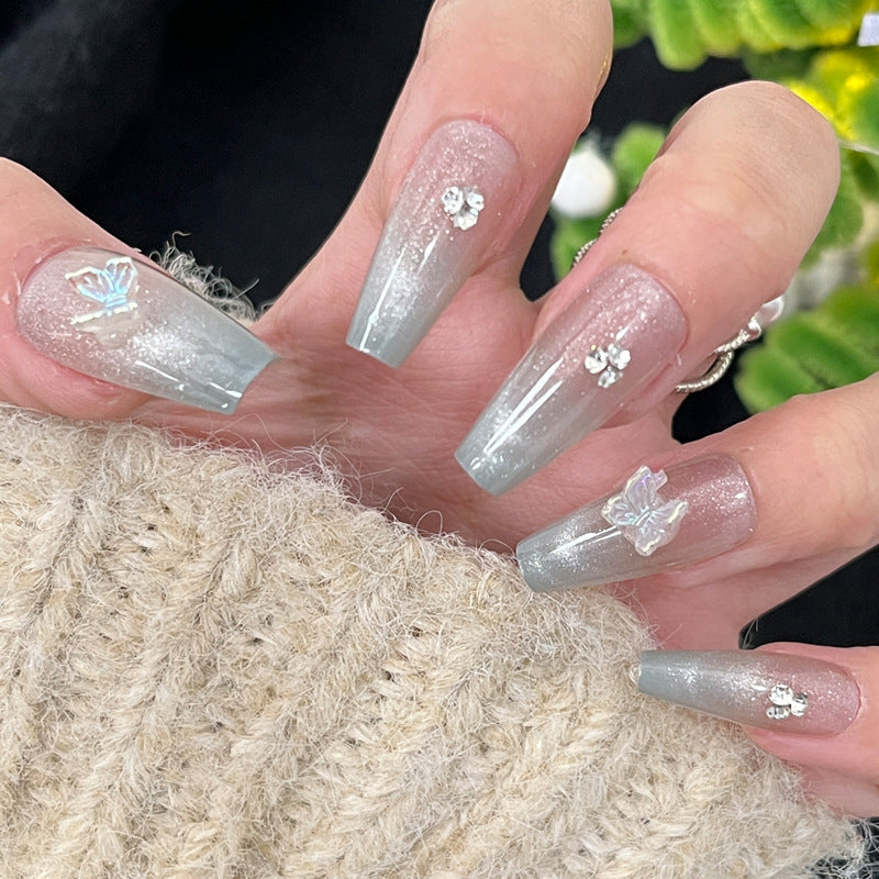 Luxury Press-On Nail Set with Glitter Accent Bowlift