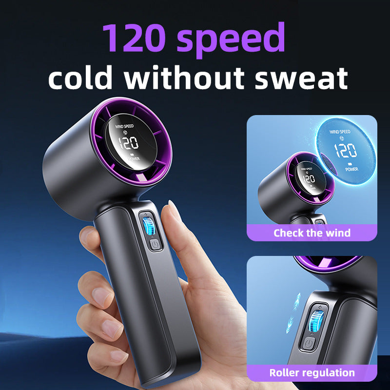 Unisex nan compact high-speed handheld fan with LED display rechargeable battery and quiet turbine Bowlift