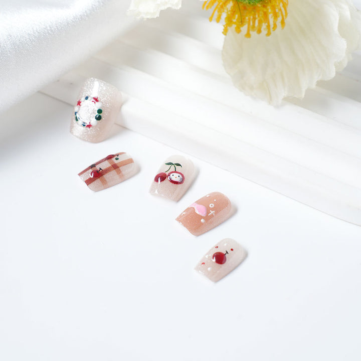 Artistic Press-On Nail Set with Whimsical Designs Bowlift