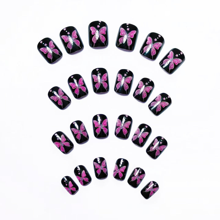 Artificial nails with glamorous butterfly design Bowlift