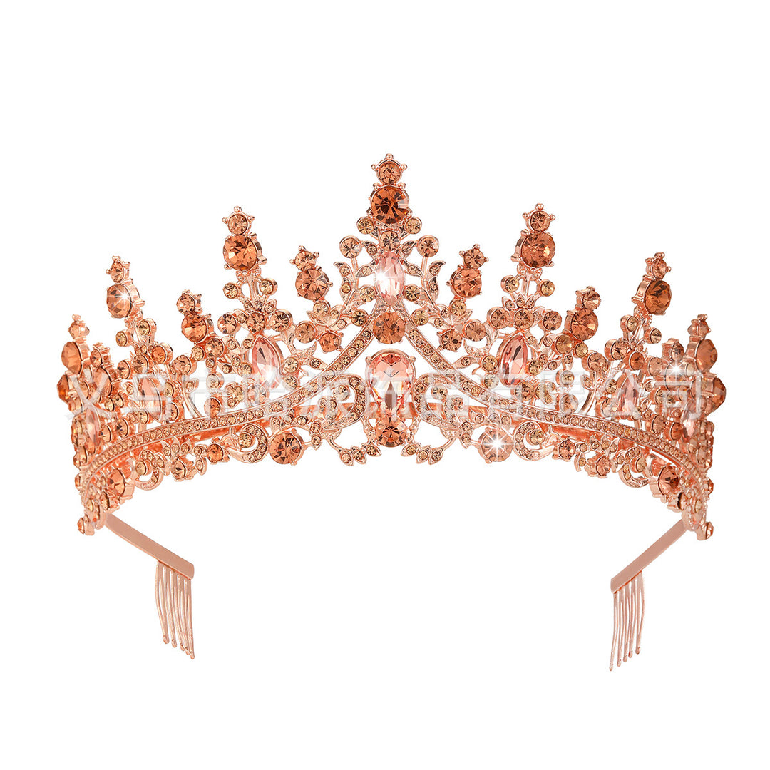 Ladies Rhinestone Tiara with Sparkling Gemstones Bowlift