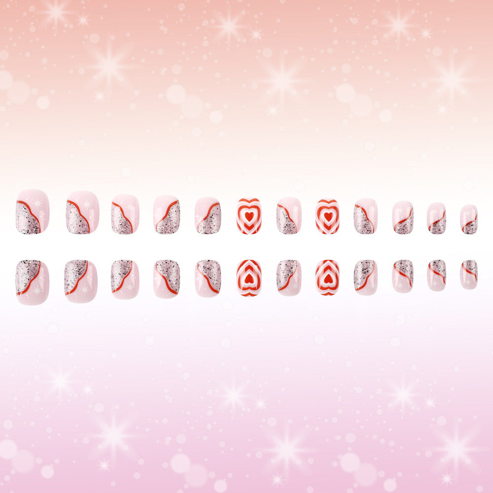 Heart-Themed Gel Nail Art Bowlift