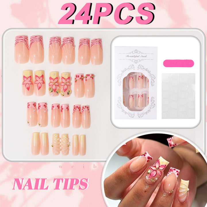 Floral Design Press-On Nail Tips Bowlift