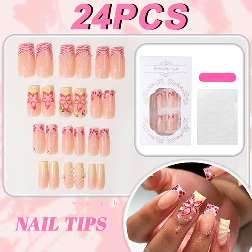 Floral Design Press-On Nail Tips Bowlift