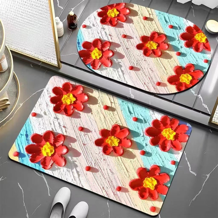 Floral Patterned Bath Mat Bowlift