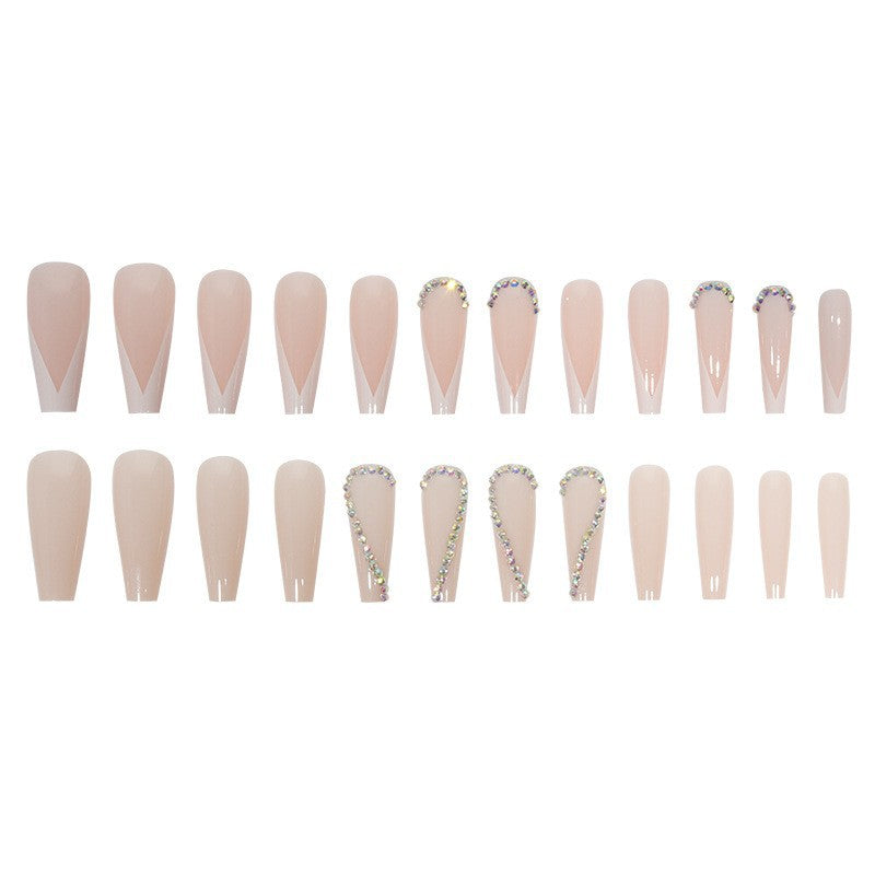 Stylish Press-On Nail Design with Elegant Rhinestone Accents Bowlift