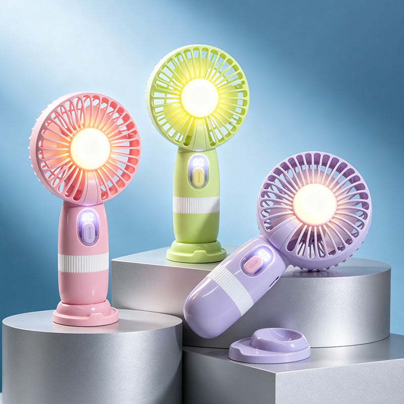 Women's portable mini fan with built-in LED light Bowlift