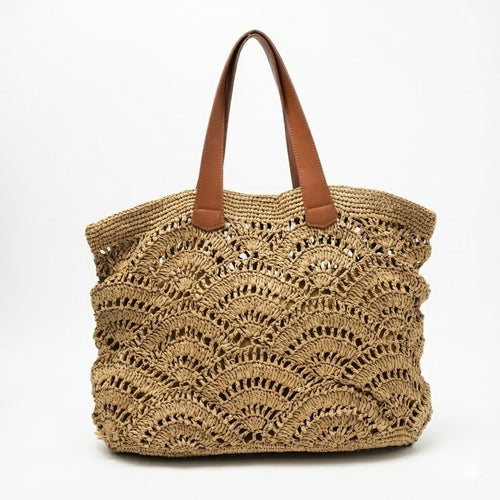 Hand-knotted beach bag with elegant wave design Bowlift