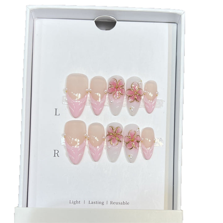 Artisan Floral-Themed Press-On Nails Set Bowlift