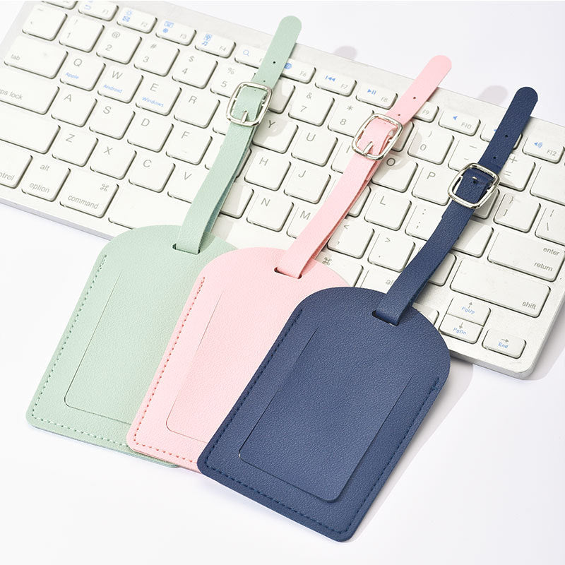 premium PU leather luggage tag with adjustable buckle strap Bowlift