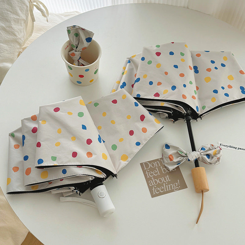 Women Multi-Purpose Foldable Shoulder Bag with Colorful Polka Dot Pattern Bowlift