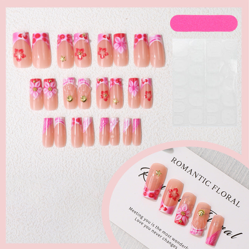 Romantic Floral Press-On Nail Design Bowlift