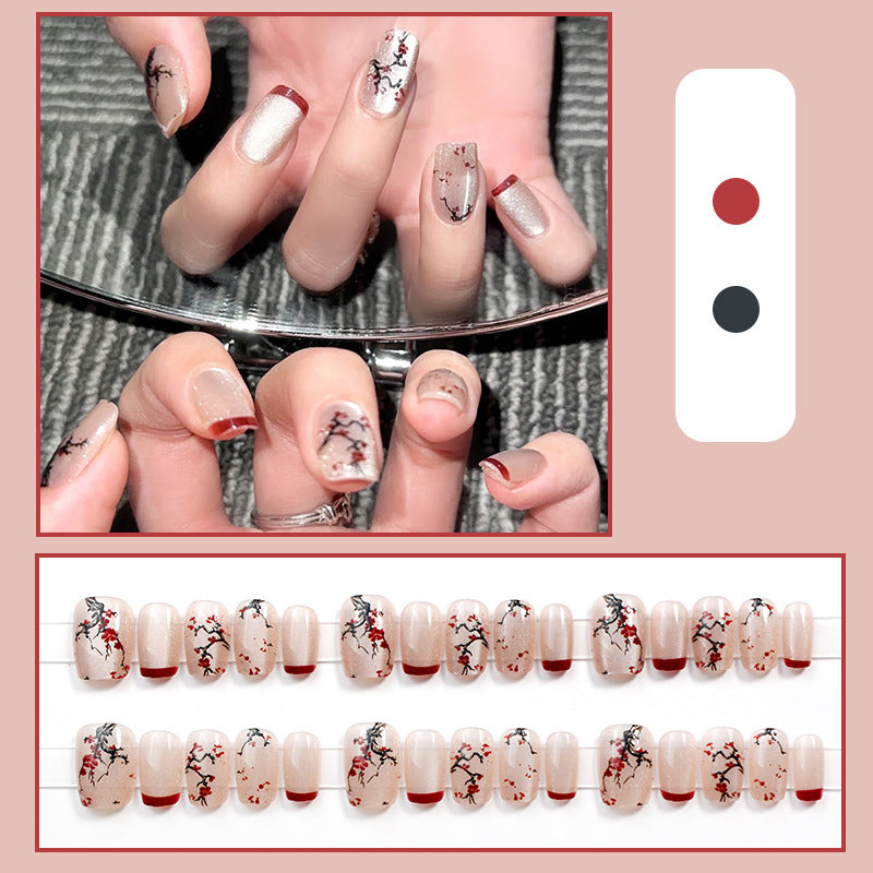 Elegant Floral Artistic Press-On Nails Bowlift