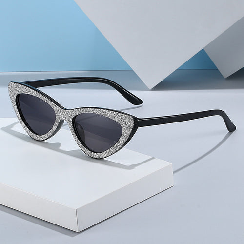 Ladies Cat-Eye Sunglasses with Glamorous Glitter Frame Bowlift