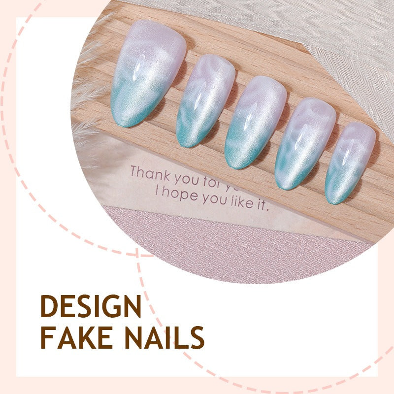 Artificial nail set with elegant gradient and shimmering accents Bowlift