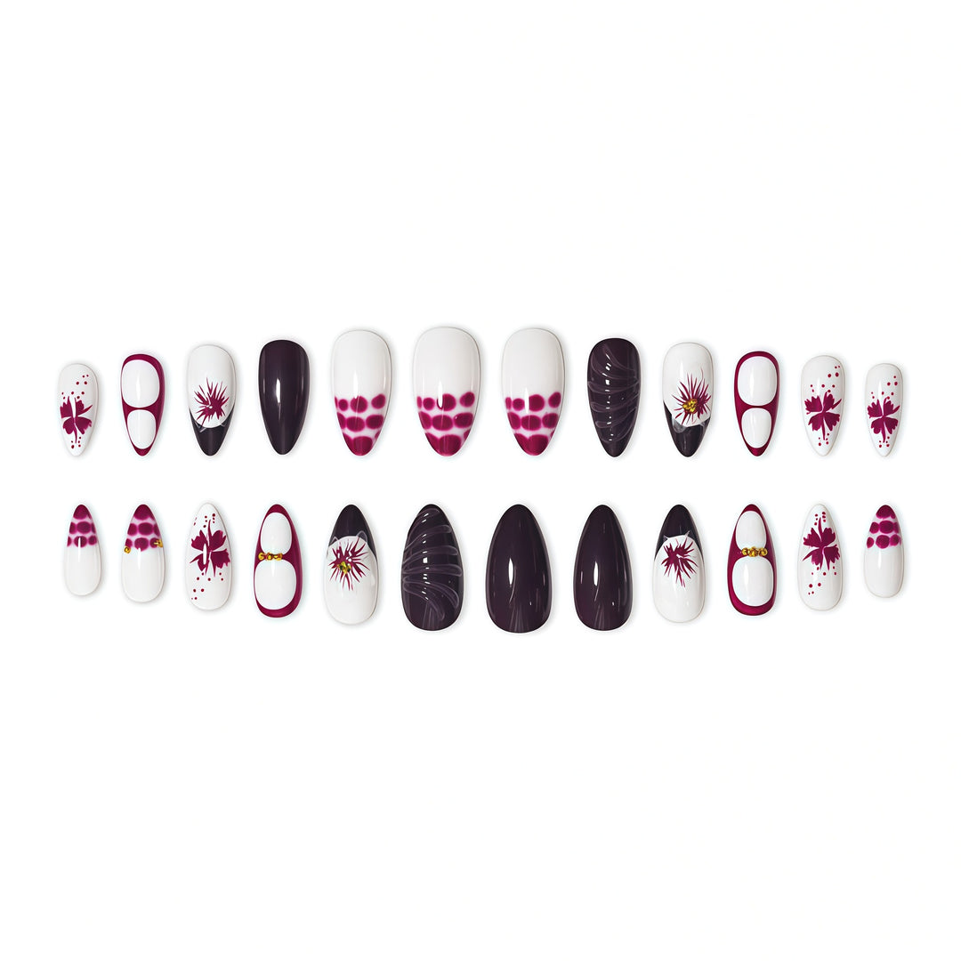 Elegant Floral Art Nail Extensions Bowlift