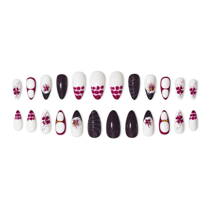 Elegant Floral Art Nail Extensions Bowlift