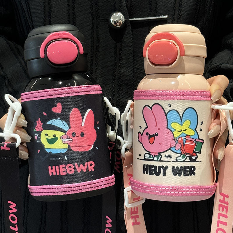 Women's insulated drinking bottle with secure flip-top lid and playful design Bowlift