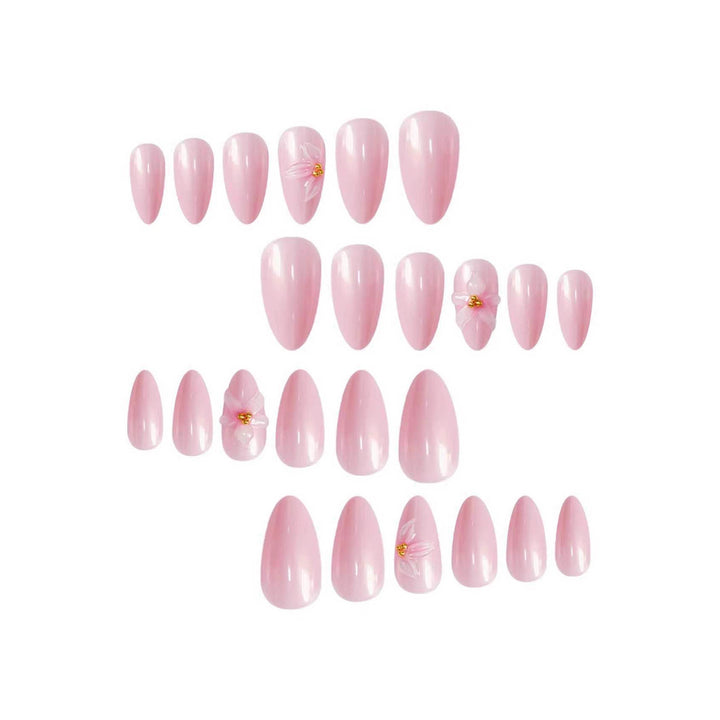 Floral-Decorated Stiletto Press-On Nail Art Bowlift