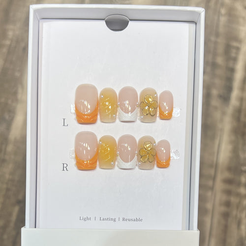 Elegant Stiletto Press-On Nail Set with Floral Accents Bowlift