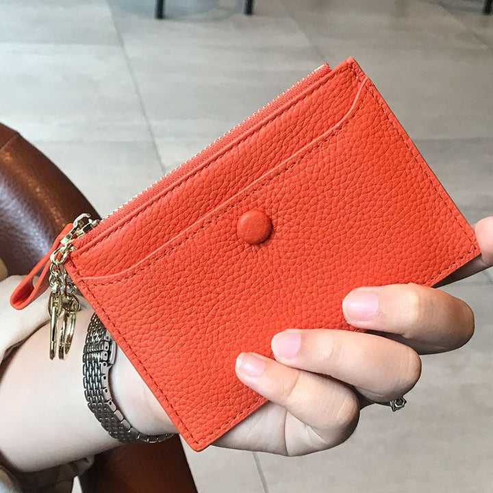 Textured  Leather Zip Card Holder Bowlift